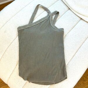 John Elliott Asymmetrical olive sage ribbed tank sz 1.